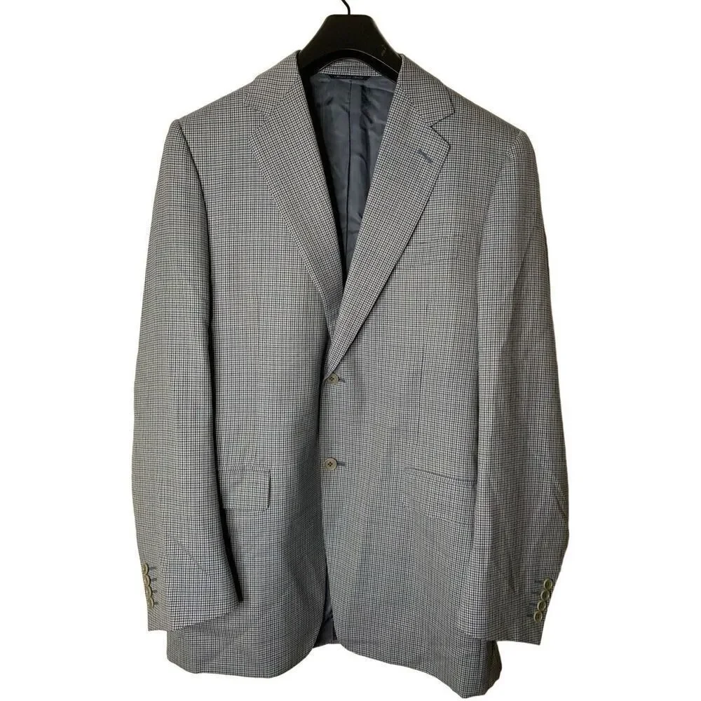 Canali 100% wool blazer suit jacket patterned double vented men's size 52